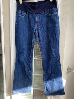 7 For All Mankind Dark Blue Maternity Wide Leg Jeans